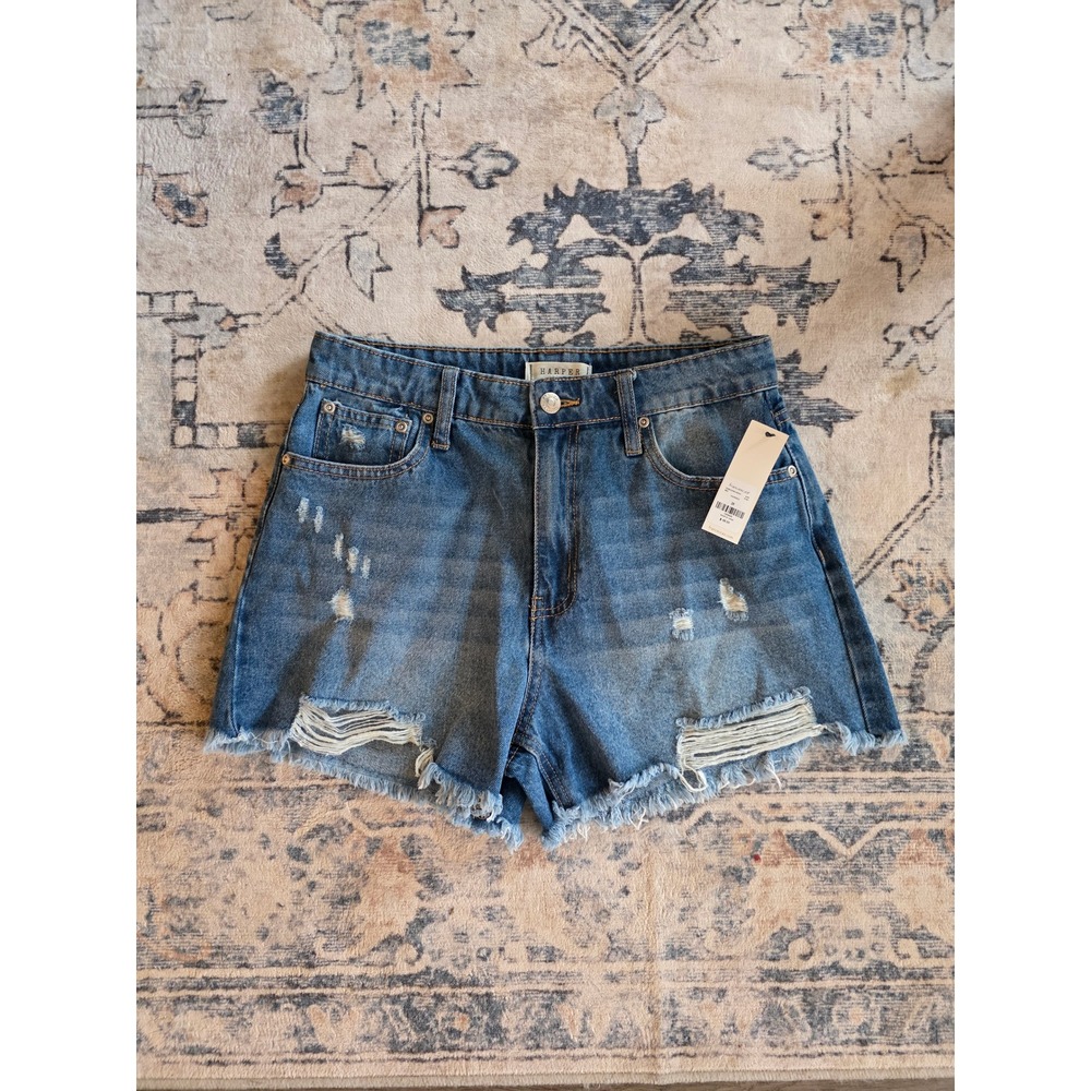 NWT Harper Heritage Womens Size 26 Denim Distressed 100% Cotton High Rise Shorts